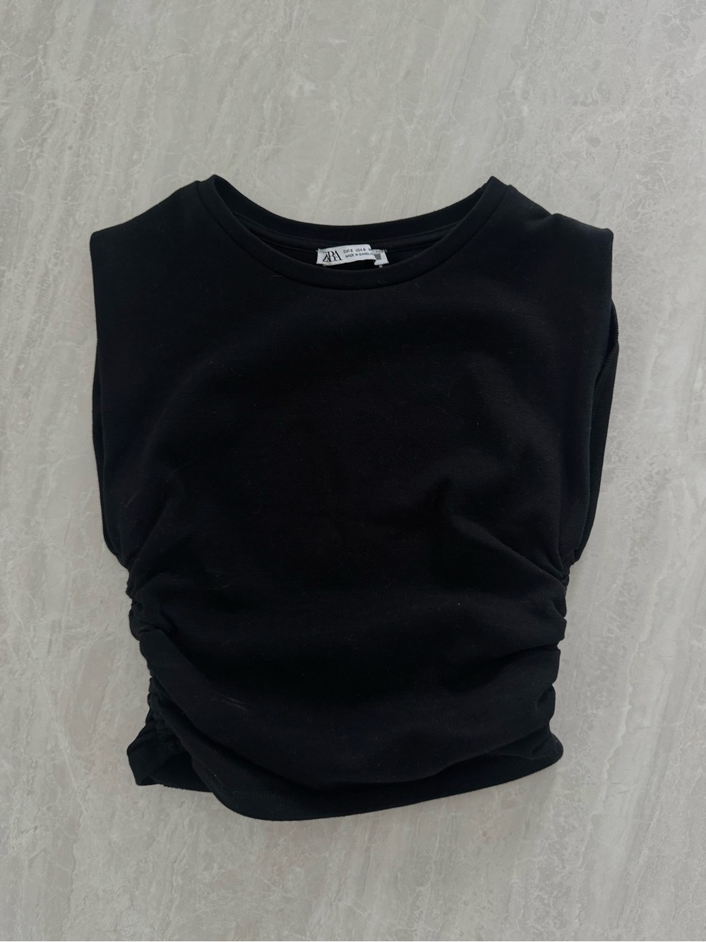 Zara Black Ruched Sleeveless Tank Top